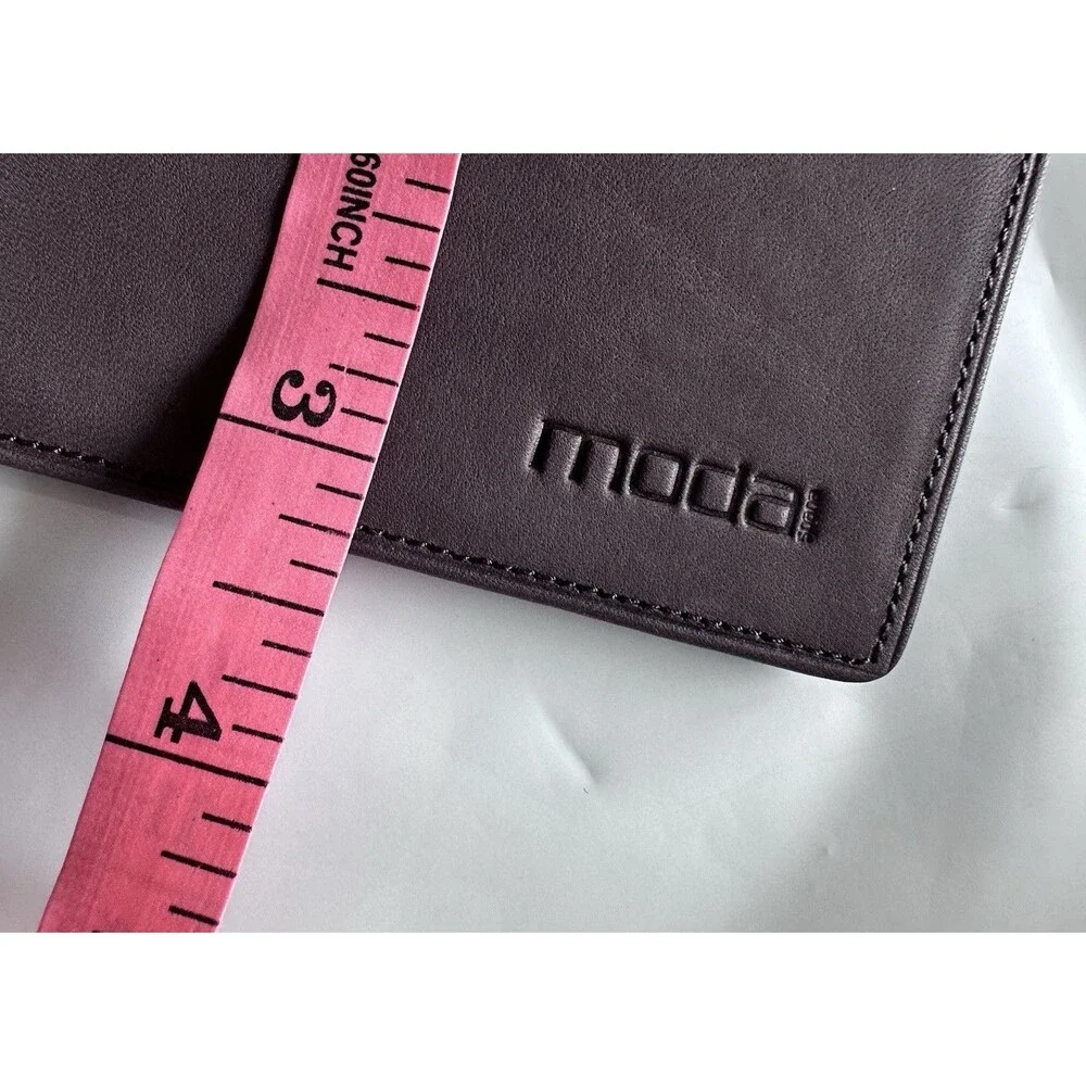 Moda Spana Minimalist Gray Bifold Card Leather Wallet Dark Gray